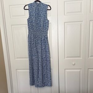 Chic Blue Floral Sleeveless Jumpsuit